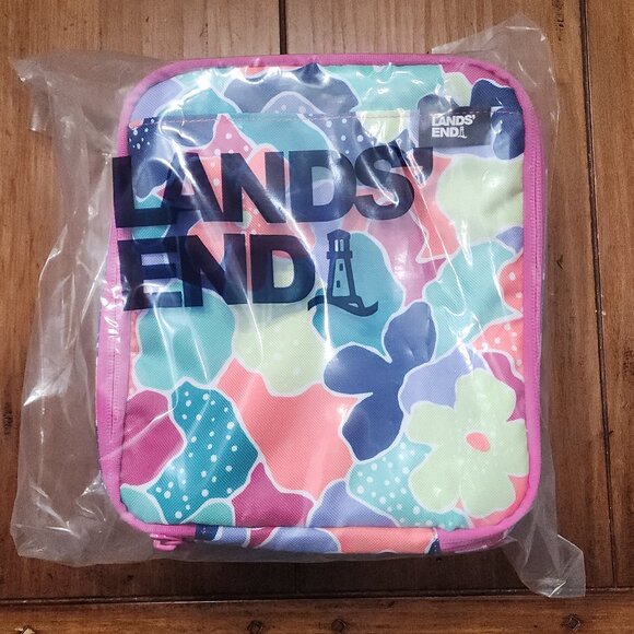 Lands End EZ Wipe Lunch Box Lunch Bag "Brilliant Blue Camo Floral " NWT - Picture 3 of 10
